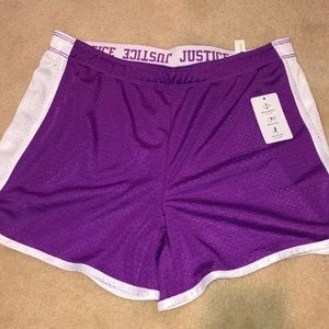 fold over purple justice shorts